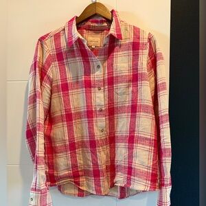 Sezane Tomboy Shirt Maxi Vichy Écru Rose - Size 40